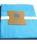 Pottery Barn Teen Essentials FLAT Sheet Teal Blue XL Twin F300 Thread Ct Cotton - $22.75
