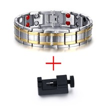 Stainless Steel Healthy Bracelet Men Jewelry Bio Energy Magnetotherapy Father's  - £24.25 GBP