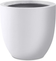 Kante 14 Inch Dia Round Concrete Planter, Indoor Outdoor Large Plant, Pure White - $63.99