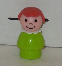 Vintage 80&#39;s Fisher Price Little People Girl Green Brown Hair #182 FPLP - £11.51 GBP