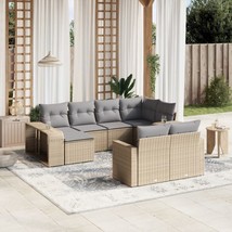 Outdoor Garden Patio Poly Rattan 10 Piece Furniture Set With Cushions Beige - £774.20 GBP