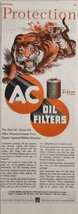 1951 Print Ad AC Oil Filters Guards Your Engine Tiger and Her Cub Genera... - £15.75 GBP