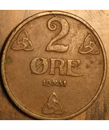 1951 NORWAY 2 ORE COIN - £1.34 GBP