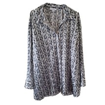 Dress Barn Geometric Pleated Button Down Blouse - £9.96 GBP