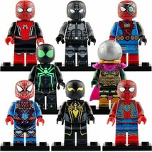 8pcs Marvel Spiderman Cyborg Stealth Suit Mysterio Spider-Armor MK2 Minifigures - £13.33 GBP