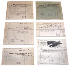 LOT of 6 1901 Antique MASSACHUSETTS Billheads Document Receipts Wool Fib... - £14.14 GBP