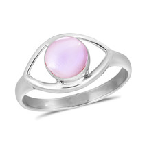 Mystical Evil Eye w/Pink Mother of Pearl Inlay Sterling Silver Ring-7 - £12.48 GBP