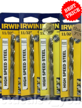 Irwin General Purpose High Speed Steel 11/32&quot;  Drill Bit #60522 Pack of 4 - £19.77 GBP