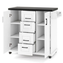 Rolling Kitchen Island Cart on Wheels with Storage Cabinets - £158.54 GBP