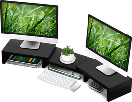 TAVR Dual Monitor Stand Riser Office Desktop Organizer Stand for 2 Monitors, Adj - £35.71 GBP