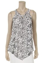 Junior 3XL Halter Shirt Top Floral Rose Black White also fits Women&#39;s Pl... - £5.53 GBP