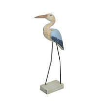 16 Inch Hand Carved Wood Blue Heron Bird Statue Home Coastal Decor Sculpture Art - £29.18 GBP