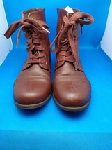 Rampage Lace Up Boots Womens Size 9 Brown Ankle  Booties - £11.52 GBP