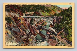 Feather River Highway Bridge WPRR Orovile California CA UNP Linen Postca... - $5.30
