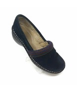 Naturalizer Womens Suri Clogs Shoes Black Suede Slip On Wedge Heel 6M - £19.44 GBP