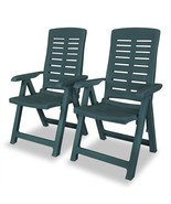 Reclining Garden Chairs 2 pcs Plastic Green - £87.17 GBP