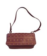 Adrienne Vittadini Burgundy Leather Shoulder Bag Floral Palm Tree Embossed - $27.00