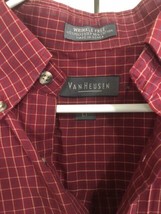 Men&#39;s Van Heusen--Maroon Checkered--Button-Up Long-Sleeve Shirt--Size LT - $9.99