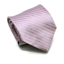 Tommy Hilfiger Mens 100% Silk Neck Tie Lavender Purple White Stripes Ret... - $14.61
