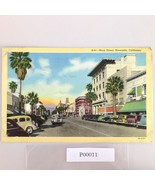 Vintage 1947 Linen Postcard Main Street Riverside California Buildings Cars - $301.34 MXN