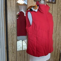 Coldwater Creek Solid Matte Red Full Zip Winter Puffer Vest - Women&#39;s L (14) - £7.67 GBP