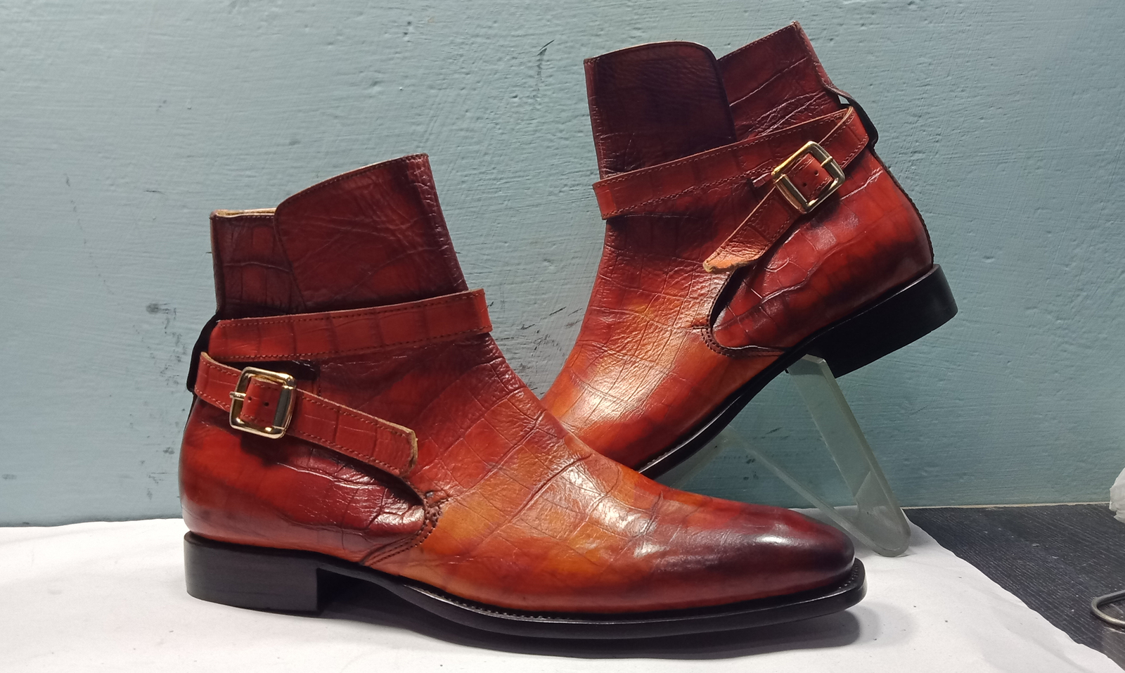 NEW Handmade Burgundy Ankle Boot For Men, Men's Dress Designer Jodhpurs Leather