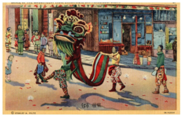 Dance of the Magnificent Lion San Francisco, Calif. Parade Postcard. Posted 1945 - £7.09 GBP