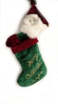 Plush Christmas Stocking with Santa Head (Green) - £22.57 GBP