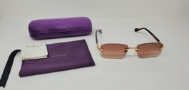 Gucci Rectangular Rimless Sunglasses w/Case GG1221S 004, Gold /Brown 140mm NEW - £215.90 GBP
