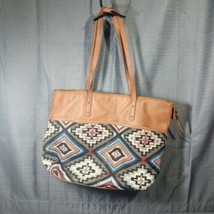 SONOMA Jean Company Aztec Mayan Brown Leather Hobo Shoulder Bag Buckle Handbag - £16.41 GBP