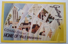 Greetings From New Haven Connecticut Postcard Large Letter Dexter Yale College - £13.67 GBP