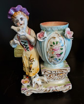 Vintage Porcelain 7&quot;  Victorian Woman with Bird and Vase Figurine - Japan - £15.27 GBP