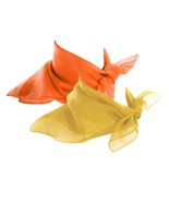 50s Style Sheer Chiffon Square Scarves Set w 1 Orange 1 Yellow Scarf - H... - £14.90 GBP