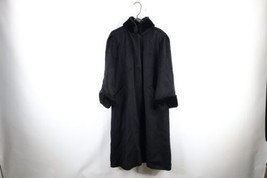 Vintage 90s Womens Size 6 Wool Sherpa Fleece Penny Lane Coat Jacket Black USA - £133.23 GBP