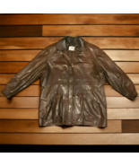 Vtg 90s Super Soft Supple Brown Leather Anorak Coat Jacket Damselle NY sz L - £19.73 GBP
