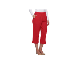 Denim &amp; Co. ~ Original Waist Stretch ~ Crop Pants with Side Pockets ~ Red ~ PXXS - £20.92 GBP