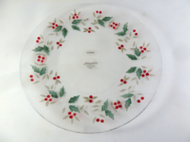 Winterberry PFALTZGRAFF Hand Painted 8” Glass Plate Holly Red Berries - £6.09 GBP