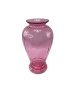 Vintage Large Pilgrim Glass Optic Cranberry Pink Vase 12.5 in - $133.31