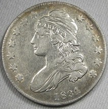 1834 0-120 Small Date Capped Bust Silver Half Dollar RARITY-4 Coin AG45 - £222.96 GBP