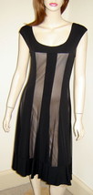 WISP Paneled Black Mesh/Nude Lining Sleeveless Flared Stretch Jersey Dress (8) - £15.58 GBP