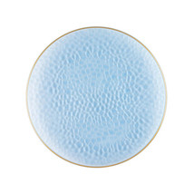 Organic Hammered Blue w/ Gold Rim 7 &quot;Salad Wedding Plastic Plates (10 Count) - £11.25 GBP