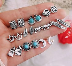 Women Girl Teen Vintage Geometric Stud Earrings Set - £3.99 GBP