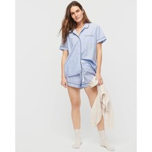 J.Crew Womens End on End Cotton Pajama Short Button Up Set Hydrangea Blue XS - £38.42 GBP