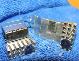 Vintage Pair Cufflinks Cuff Links w link strips silver tone possibly Sod... - $16.19