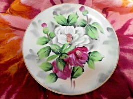 L&#39;Amour China Hand Painted Flower Design Small Round Dish #60439 Wall Decor - $17.09