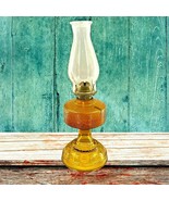 Vintage P&amp;A AMBER Color Glass Hurricane Oil Lamp Eagle 18” with Globe - £54.50 GBP