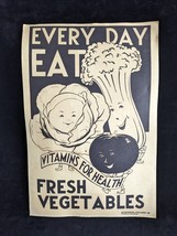 Original Vintage Be Kind to Animals &amp; Eat Healthy School Poster 12x17 - £56.08 GBP