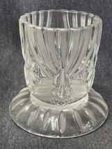 Crystal Heavy Glass Pillar Candle Holder Frosted Dish - £6.99 GBP