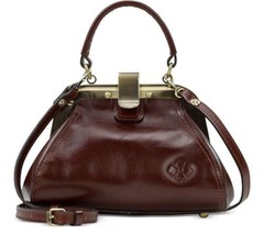 PATRICIA NASH *Conselice*  Small Frame Satchel - Dark Purple Leather Handbag - £177.92 GBP