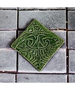 Green Trinket Dish Ceramic 4&quot; Square Birds Leaves Candy Soap Dish Canada  - £14.49 GBP